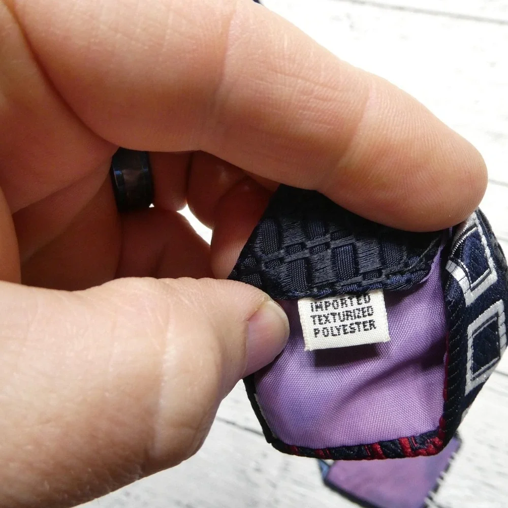 Vintage Juster's By Damon Tie‎ Mens One Size Blue Geometric Textured Polyester